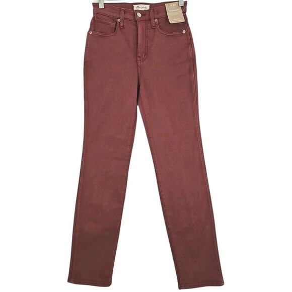Madewell ~Woman Size 25~ Brown/Red Stovepipe Jeans Full-Length High Rise NWT. - Picture 1 of 16